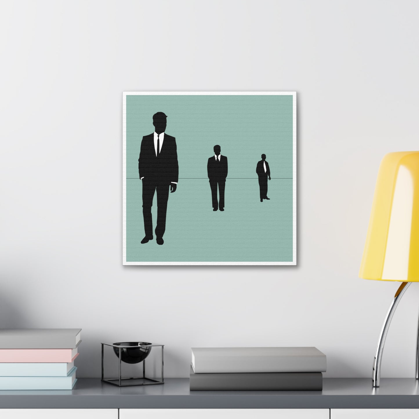 Retro Men 2 Retro Men Standing In Blue Background Canvas Art Print