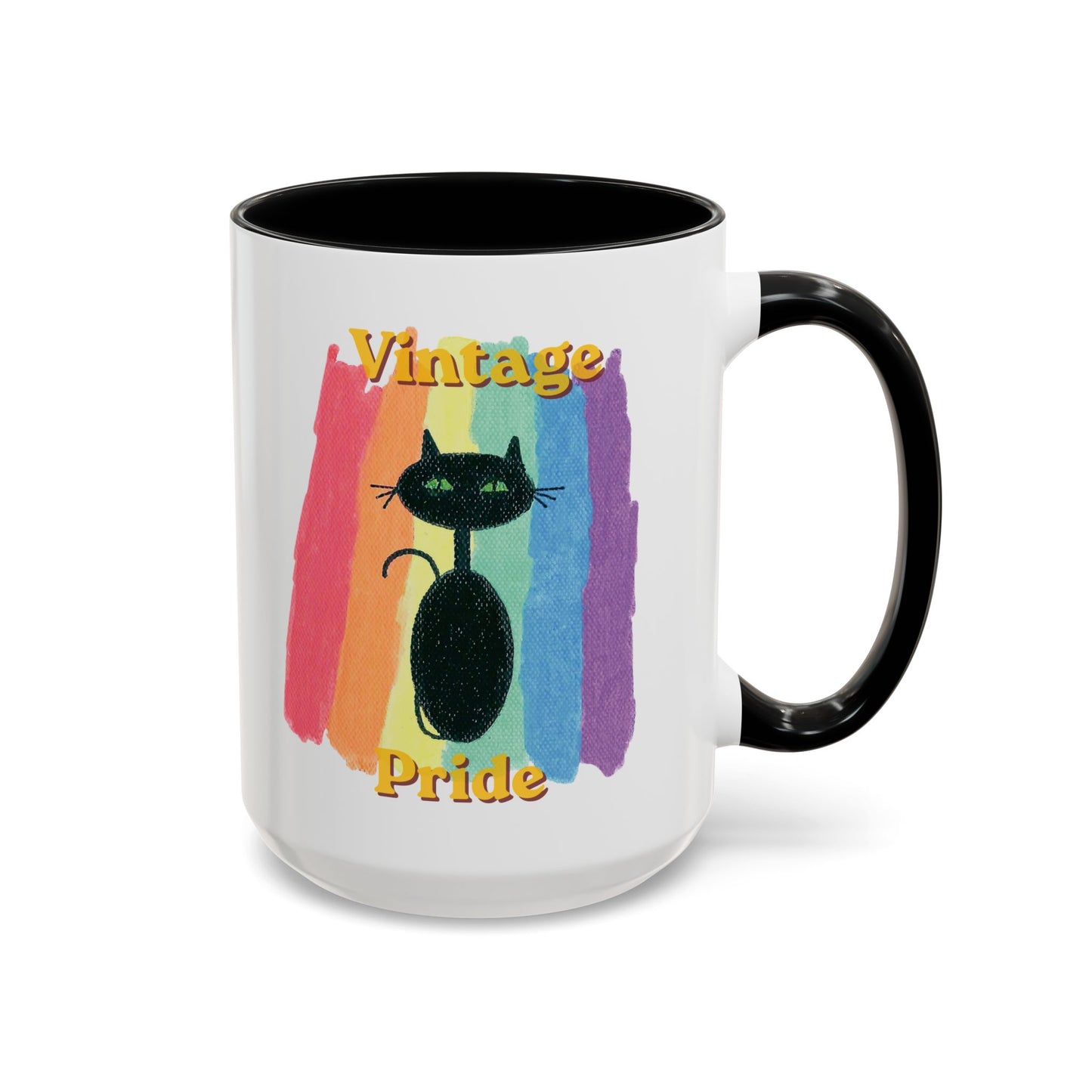 Vintage Pride Black Cat Accent Coffee Mug — 11/15oz — 1970's Vintage Pride — JLockeDesigns