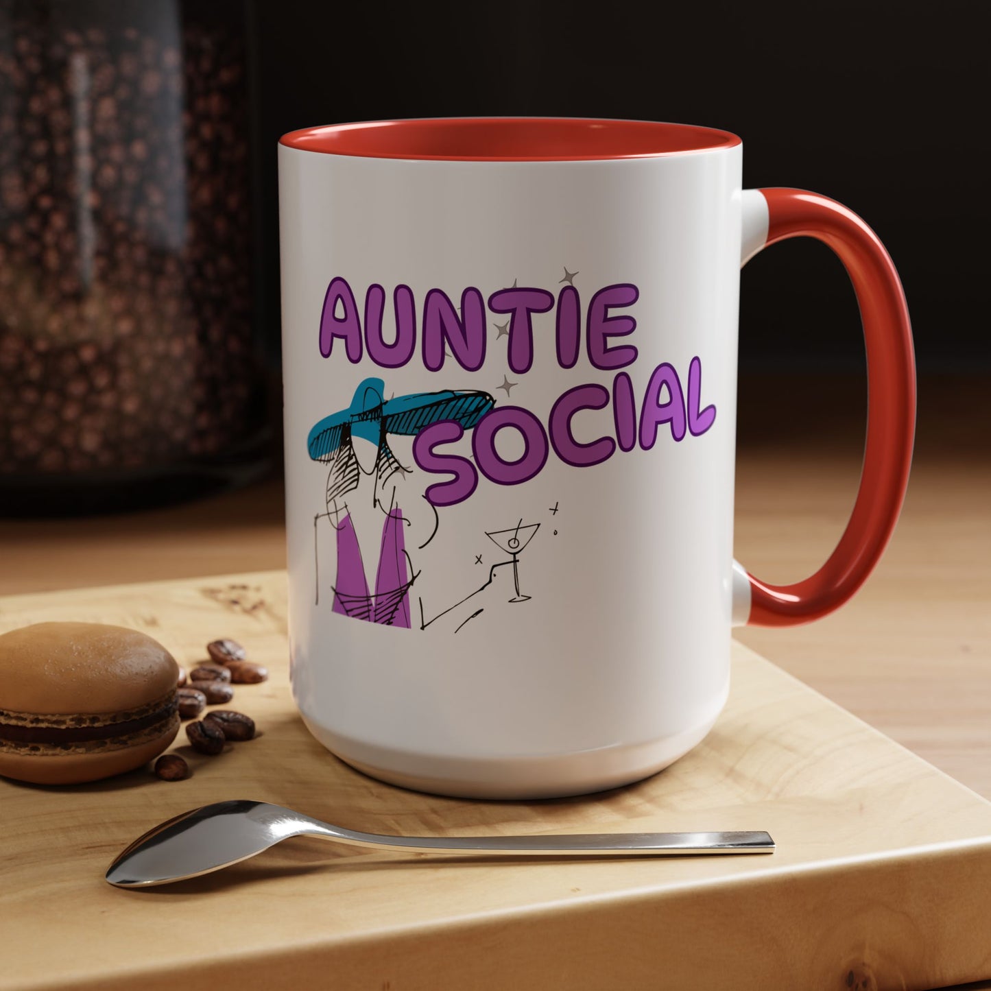 Auntie Social Is Here, Coffee Mug For The Socialite In The Family.