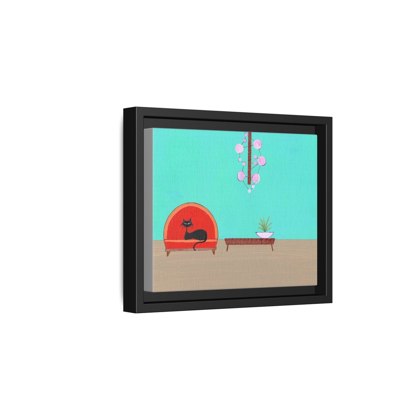 Mod Kitty Vintage Inspired  Framed Canvas Print