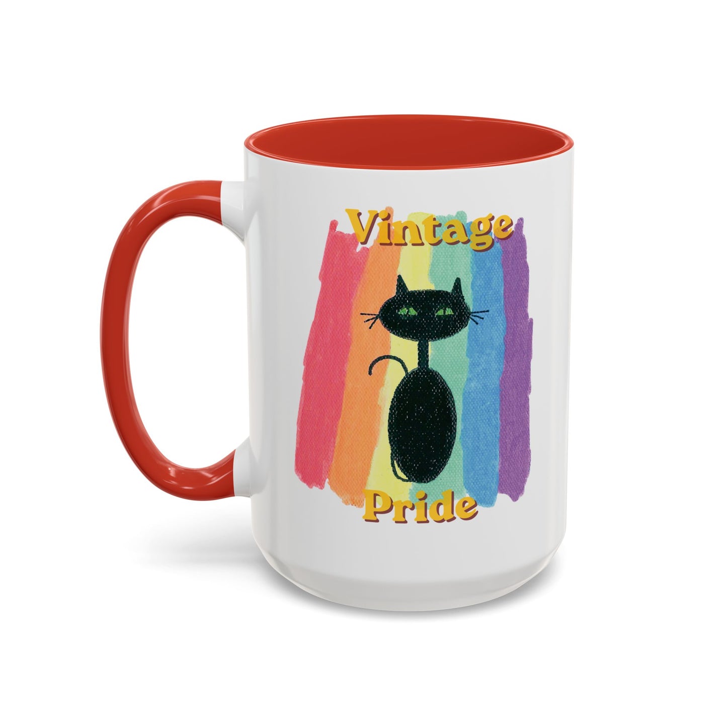 Vintage Pride Black Cat Accent Coffee Mug — 11/15oz — 1970's Vintage Pride — JLockeDesigns