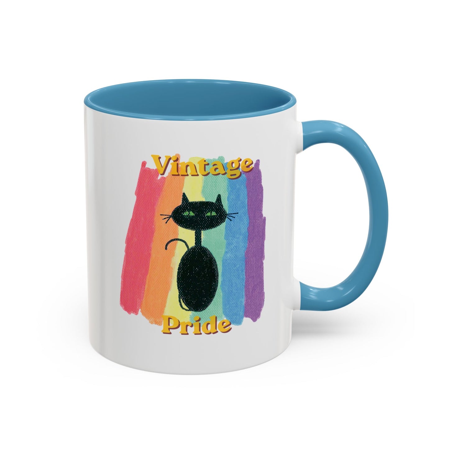 Vintage Pride Black Cat Accent Coffee Mug — 11/15oz — 1970's Vintage Pride — JLockeDesigns