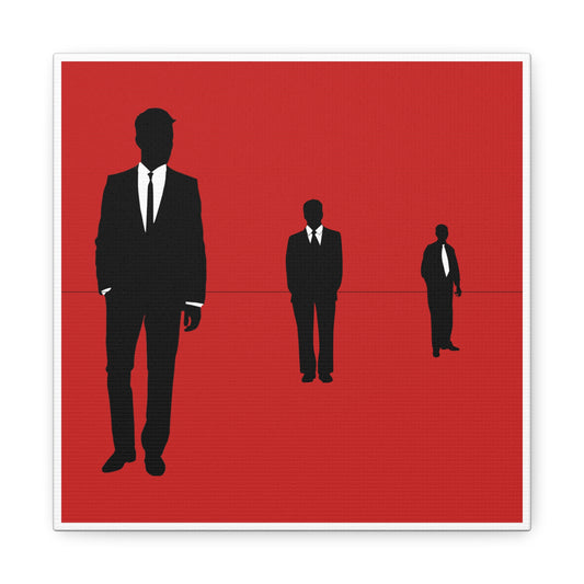 Retro Men 1 Retro Men Standing In Red Background Canvas Art Print