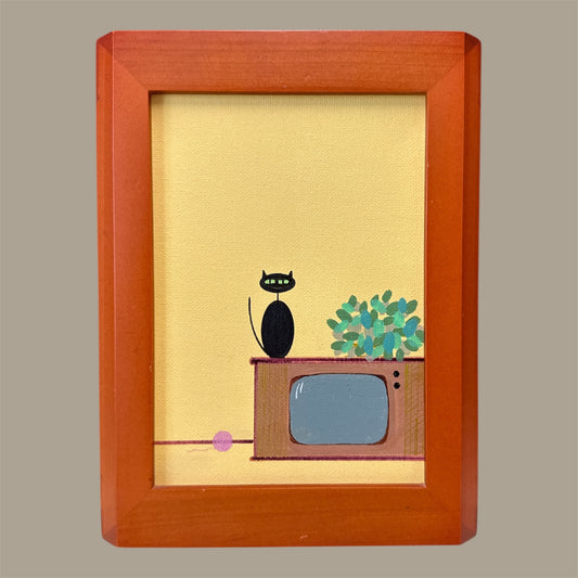 Adorable Black Kitty On Console TV